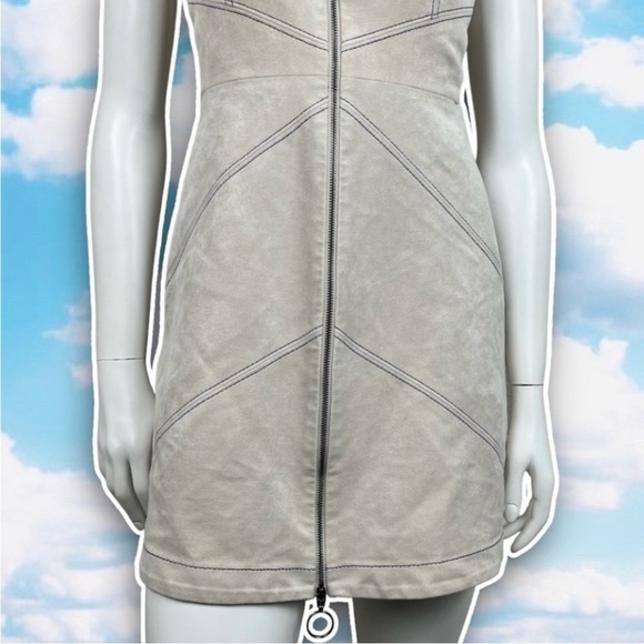 BCBGMAXAZRIA Alaina Faux Suede A-Line Zip Up Dress Mod Date Night Retro 60s - Picture 6 of 14